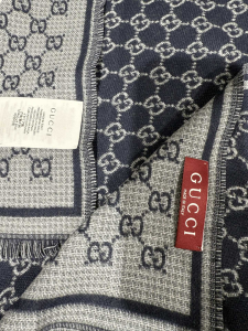 Gucci Blue GG Wool Scarf