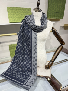Gucci Blue GG Wool Scarf