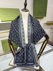 Gucci Blue GG Wool Scarf