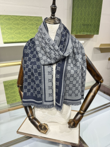Gucci Blue GG Wool Scarf