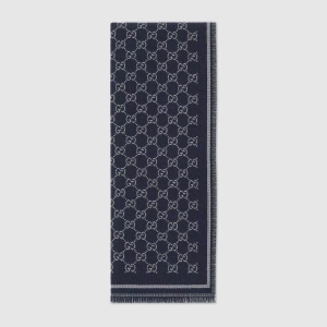 Gucci Blue GG Wool Scarf