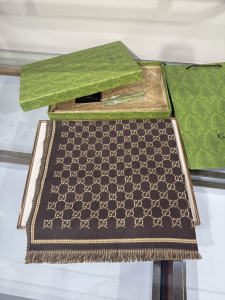 Gucci Brown GG Wool Scarf