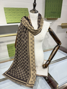 Gucci Brown GG Wool Scarf