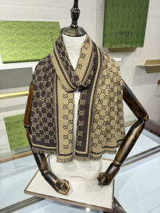 Gucci Brown GG Wool Scarf