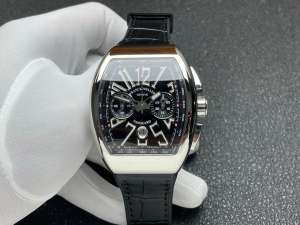 Franck Muller Vanguard V45 Automatic Black Dial Black Leather Strap Watch Franck Muller Vanguard V45 Automatic Black Dial Black Leather Strap Watch