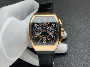 Franck Muller Vanguard V45 Automatic Black Dial Black Leather Strap Watch Franck Muller Vanguard V45 Automatic Black Dial Black Leather Strap Watch