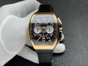 Franck Muller Vanguard V45 Automatic Black Dial Black Leather Strap Watch Franck Muller Vanguard V45 Automatic Black Dial Black Leather Strap Watch