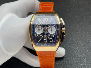 Franck Muller Vanguard V45 Automatic Blue Dial Orange Leather Strap Watch Franck Muller Vanguard V45 Automatic Blue Dial Orange Leather Strap Watch