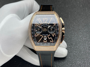 Franck Muller Vanguard V45 Yachting Diamonds Watch Black Dial and Strap Franck Muller Vanguard V45 Yachting Diamonds Watch Black Dial and Strap