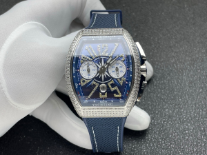 Franck Muller Vanguard V45 Yachting Diamonds Watch Navy Blue Dial and Strap Franck Muller Vanguard V45 Yachting Diamonds Watch Navy Blue Dial and Strap