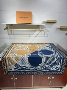 Louis Vuitton Ocean Bandana Square Silk Scarf Blue Louis Vuitton Ocean Bandana Square Silk Scarf Blue