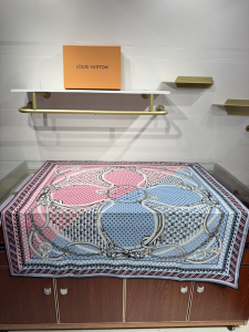 Louis Vuitton Ocean Bandana Square Silk Scarf Blue Pink Louis Vuitton Ocean Bandana Square Silk Scarf Blue Pink