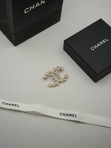Chanel Crystals CC Logo Brooch