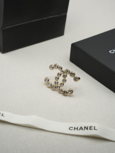 Chanel Crystals CC Logo Brooch