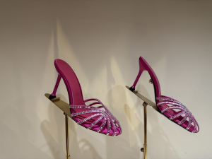 Alevi Milano Soraya Crystals Embellished Satin Heeled Mules Fuchsia 90MM Alevi Milano Soraya Crystals Embellished Satin Heeled Mules Fuchsia 90MM