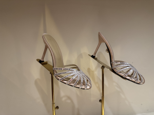 Alevi Milano Soraya Crystals Embellished Satin Heeled Mules Pink 90MM Alevi Milano Soraya Crystals Embellished Satin Heeled Mules Pink 90MM