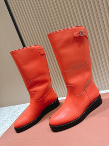 Loro Piana John Orange Leather Knee High Riding Boots Loro Piana John Orange Leather Knee High Riding Boots