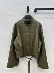 Loewe Khaki Green Nappa Lambskin Leather Short Trench Loewe Khaki Green Nappa Lambskin Leather Short Trench