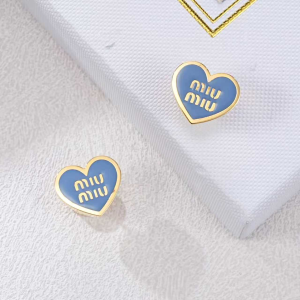 Miu Miu Logo Light Blue Heart Earrings