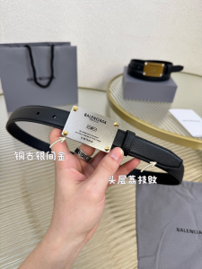 Balenciaga Logo Lola Black Grained Calfskin Leather Belt 25MM Balenciaga Logo Lola Black Grained Calfskin Leather Belt 25MM