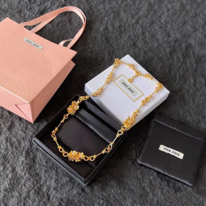 Miu Miu Gold Metal Necklaces