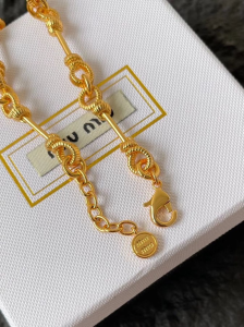 Miu Miu Gold Metal Necklaces