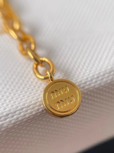Miu Miu Gold Metal Necklaces
