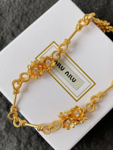 Miu Miu Gold Metal Necklaces