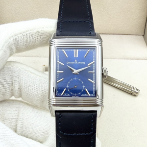 Jaeger LeCoultre Reverso Tribute Monoface Small Seconds White Gold Watch Blue Dial and Blue Leather Jaeger LeCoultre Reverso Tribute Monoface Small Seconds White Gold Watch Blue Dial and Blue Leather