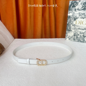 Dior 30 Montaigne Crystal CD Buckle White Leather Belt 20MM Dior 30 Montaigne Crystal CD Buckle White Leather Belt 20MM