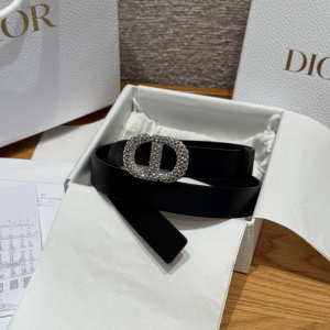 Dior Saddle Crystal CD Buckle Black Leather Belt 25MM Dior Saddle Crystal CD Buckle Black Leather Belt 25MM