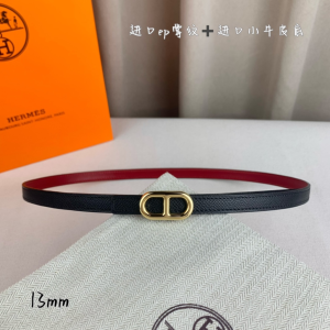 Hermes Maillon H Buckle Reversible Leather Strap Belt Black Red 13MM Hermes Maillon H Buckle Reversible Leather Strap Belt Black Red 13MM