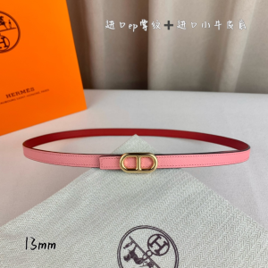 Hermes Maillon H Buckle Reversible Leather Strap Belt Pink Red 13MM Hermes Maillon H Buckle Reversible Leather Strap Belt Pink Red 13MM