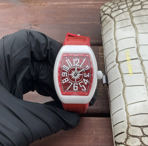 Franck Muller Classic Vanguard Color Dream Quartz Womans Watch Red Alligator Leather Strap 32MM Franck Muller Classic Vanguard Color Dream Quartz Womans Watch Red Alligator Leather Strap 32MM