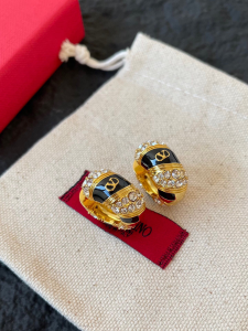 Valentino Crystal Embellished Vlogo Hoop Earrings Valentino Crystal Embellished Vlogo Hoop Earrings