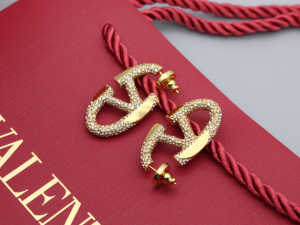 Valentino Crystal Embellished Vlogo Hoop Earrings Valentino Crystal Embellished Vlogo Hoop Earrings