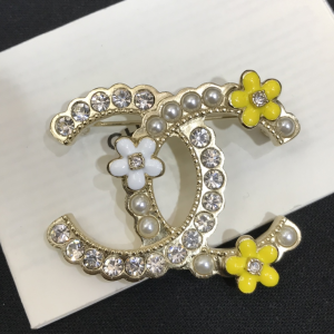 Chanel Crystal CC Flower Brooch