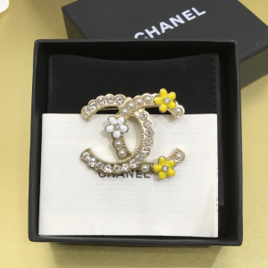 Chanel Crystal CC Flower Brooch