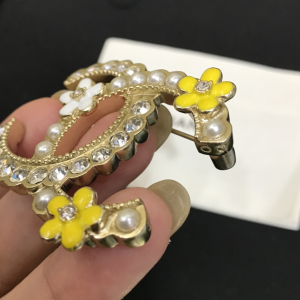 Chanel Crystal CC Flower Brooch