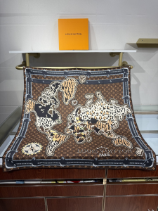 Louis Vuitton Monogram World Map Square Silk Shawl Scarf Brown Louis Vuitton Monogram World Map Square Silk Shawl Scarf Brown