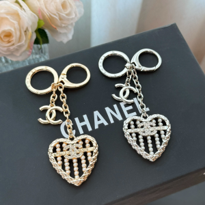 Chanel Crystal CC Heart Keychain