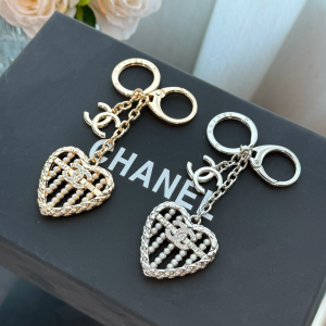 Chanel Crystal CC Heart Keychain