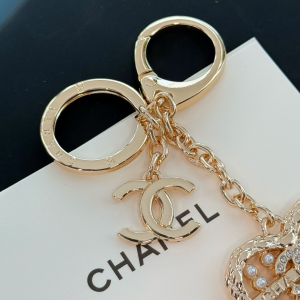 Chanel Crystal CC Heart Keychain