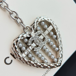 Chanel Crystal CC Heart Keychain