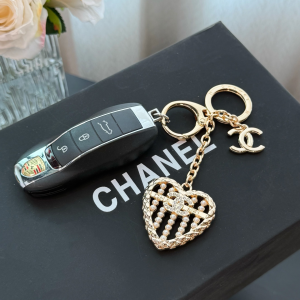 Chanel Crystal CC Heart Keychain