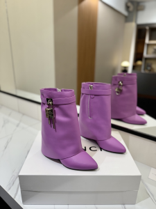 Givenchy Shark Lock Purple Calfskin Leather Ankle Boots Givenchy Shark Lock Purple Calfskin Leather Ankle Boots