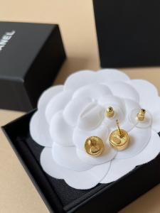 Chanel CC Logo Round Earrings