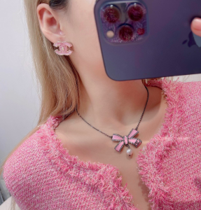 Chanel Pink CC Logo Earrings