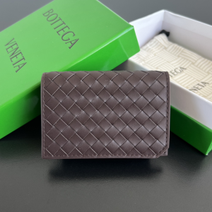 Bottega Veneta Piccolo Business Card Case Wallet Dark Barolo Woven Intrecciato Calf Leather Bottega Veneta Piccolo Business Card Case Wallet Dark Barolo Woven Intrecciato Calf Leather