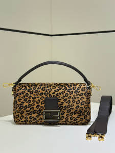 Fendi Baguette Brown Leopard Printed Cavallino Calfskin Flap Shoulder Crossbody Bag Fendi Baguette Brown Leopard Printed Cavallino Calfskin Flap Shoulder Crossbody Bag